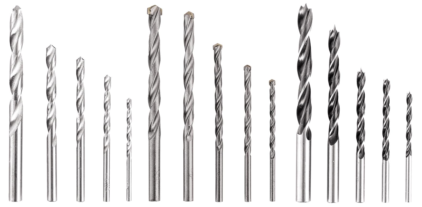 Original Einhell 15-Piece Drill Bit Set (Hammer Drill Accessories, Includes 5X Drill Bits for Wood, 5X Carbide Drills for Concrete, 5X HSS Drills for Steel)