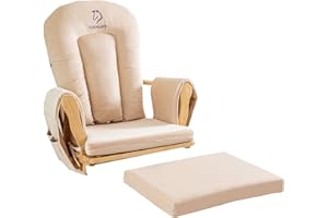 LUXMARS Glider Rocker Replacement Cushions with Storage, 5 PCS, Soft Velvet Cotton Thickened Washable, Universal for Glider Rocking Chairs Beige