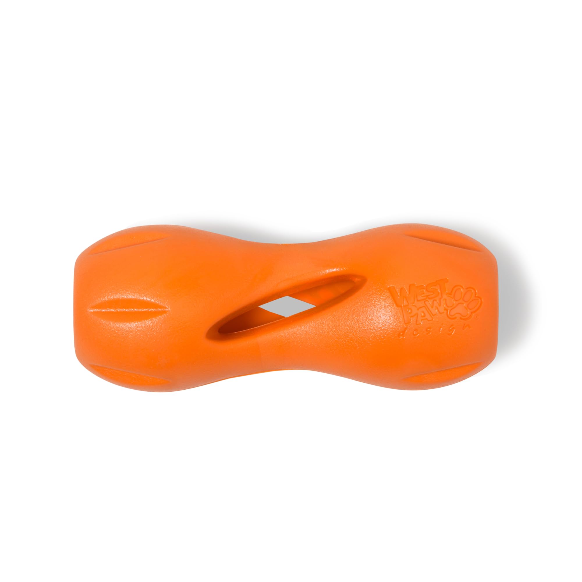 WEST PAW Zogoflex Qwizl Dog Puzzle Treat Toy ? Interactive Chew Toy for Dogs ? Brightly-Coloured Dog Enrichment Toy for Aggressive Chewers, Fetch, Catch, (Tangerine, Small)