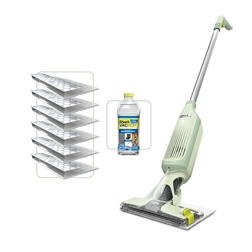 Shark VacMop 2-in-1 Cordless Hard Floor Vacuum Spray Mop, 6x Disposable Pad Refills, 355ml Multi-Surface Floor Cleaner, Lightweight 1.5kg, Maintenance-Free Disposable Pads, Lime Green, VM200UKGN