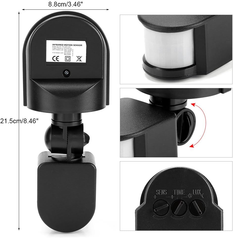 Zunate Infrared Sensor Switch, Infrared Motion Sensor 110V240V