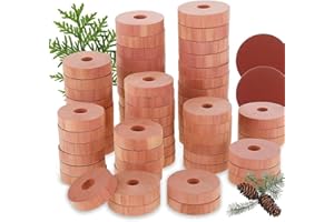 LANGXINESE Large 60pcs Cedar Blocks for Clothes Storage 100% Natural Aromatic Red Cedar Rings Protection for Wardrobes Closets and Drawers