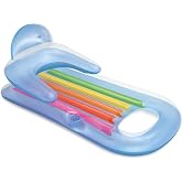 Intex 58802EP King Kool Inflatable Single Person Lounging Swimming Pool Float with Armrests, Backrest, and Cupholder, Multi-Colored