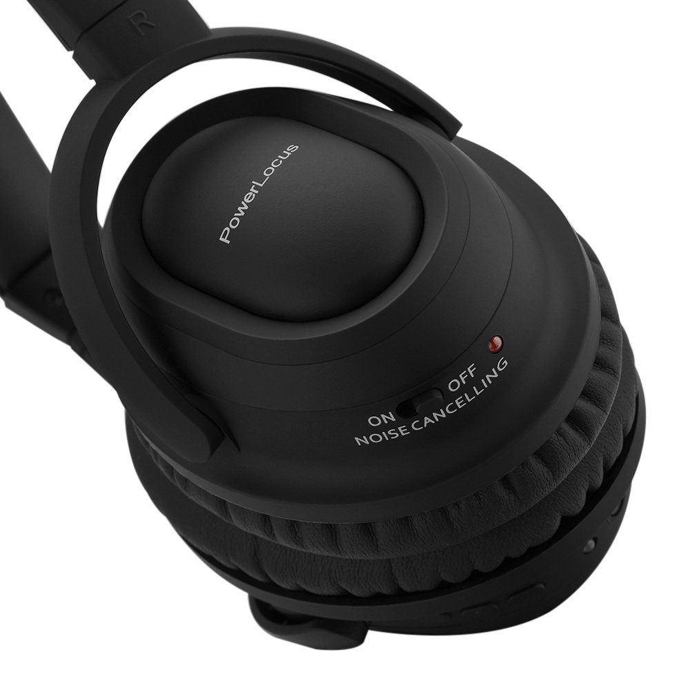 PowerLocus Wireless Active Noise Cancelling Bluetooth Over-Ear Stereo Headphones, Wired Headsets with Built-in Microphone and Volume control for iPhone, Samsung, LG, iPad