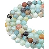 LPBeads 100PCS 8mm Natural Colorful Amazonite Gemstone Round Loose Beads for Jewelry Making with Crystal Stretch Cord