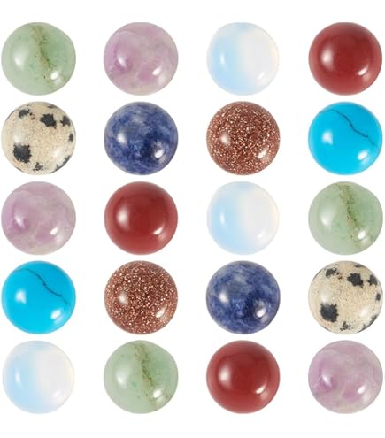 Lot De 35 Pierres Semi-précieuses Naturelles - Cabochons 8mm - Neuf