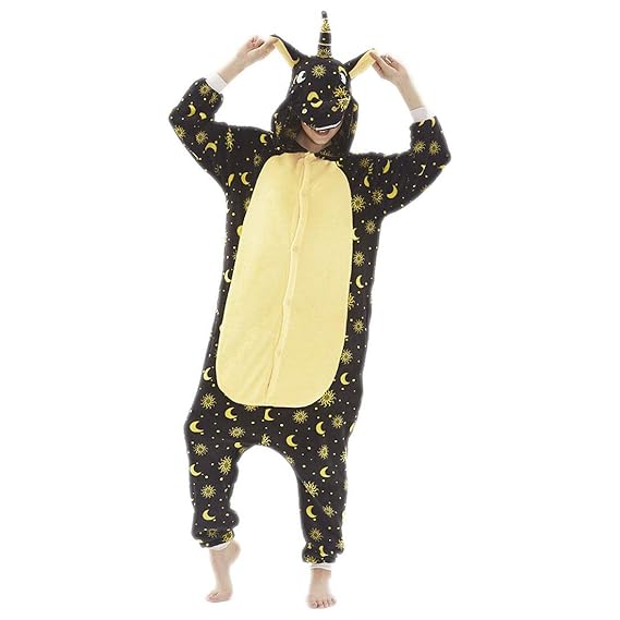 HOOLAZA Unisex Flanell Hoodie Tier Pyjama Unicorn Cartoon Pyjamas Onesies Overall Nachtwäsche Erwachsene Nachtwäsche Kigurumi