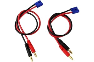 OliYin 2pcs EC3 Male Connector to 4mm Banana Plugs Battery Charger Lead Adapter Silicone Cable 14awg 30cm 11.8inch(Pack of 2)