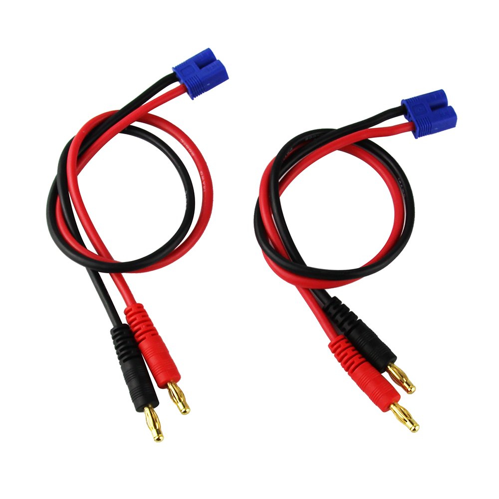 OliYin EC3 Male Connector Plug 4mm Banana Plugs Battery Charger Lead Adapter Silicone Cable 14awg 30cm 11.8inch(pack of 2)