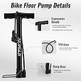 NUWAB Bike Floor Pump Dual Valve 120 PSI with Accessory Pack Canvas Bag view 2