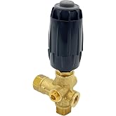Annovi Reverberi VRT3-310 Unloader, Black Spring, 4500 PSI, 10.5 GPM, Adjustment Knob, Brass
