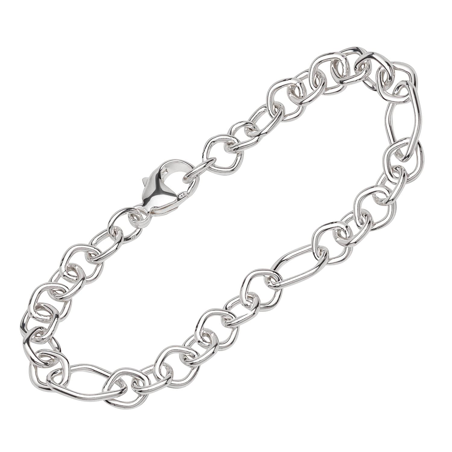 NKlaus bracelet 925 Sterling Silver 22cm Figaro anchorchain round unisex bracelet exquisit 12175