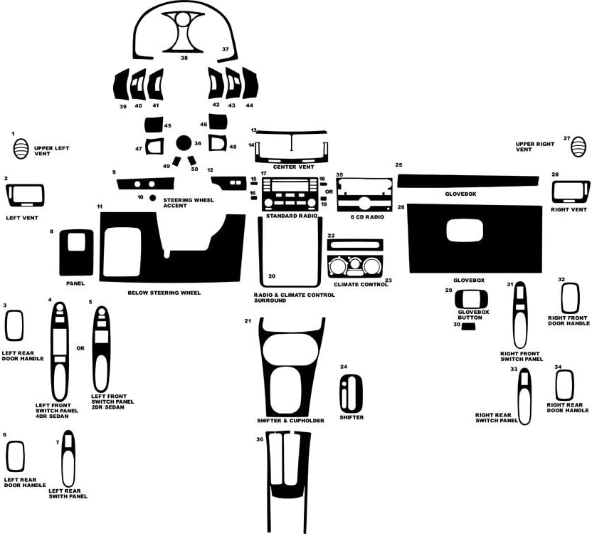 Rvinyl Rdash Dash Kit Decal Trim for Chevrolet Cobalt 2005-2010 - Wood Grain (Burlwood Honey)