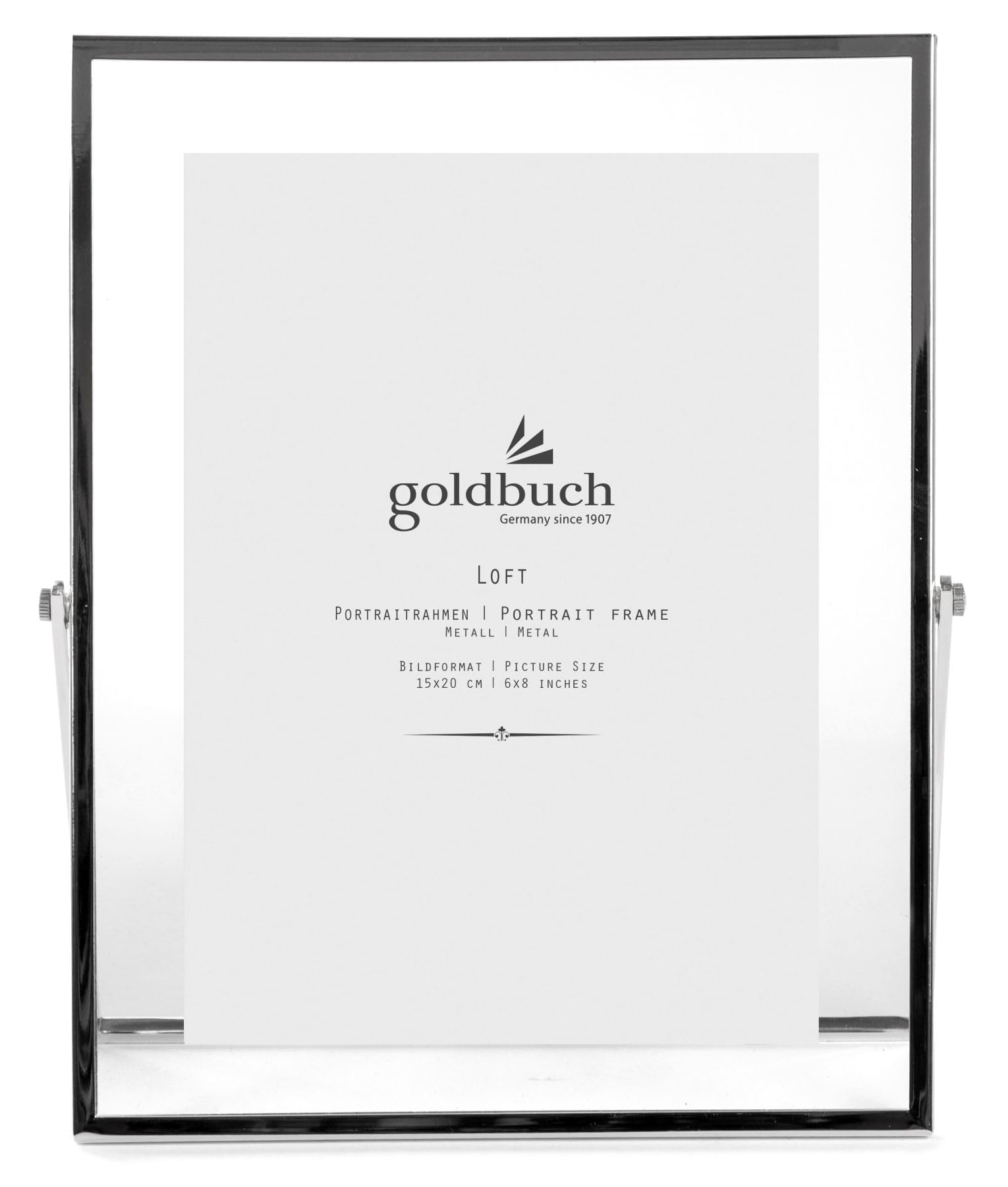 goldbuch Loft Metal Picture Frame with Stand, Portrait Frame for 1 Picture/Photo in 15 x 20 cm Format/Metal Picture Frame Approx. 19.7 x 24.7 x 1 cm Silver