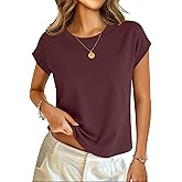 GKBK Cotton Cap Sleeve Womens Tops Crop High Neck Short Sleeve Summer Cute Casual Shirts Boxy Spring Clothing Outfits