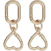 Moicstiy 2Pcs Metal Swivel Spring Clasps, Double Opening Swivel Clasp Clips, Heart Key Chain Hook for Craft Making, DIY Crafts (Gold)