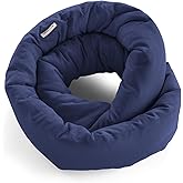 Huzi Infinity Pillow Mini - Kids Travel Neck Pillow - Machine Washable - Home Travel Flight Road Car Train Trips (Navy)
