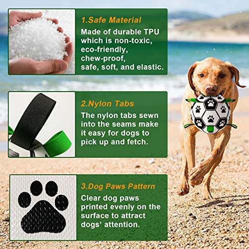 TIRTI Upgrade Dog Soccer Ball with Grab Tabs, Interactive Football Puppy Balls for Small
