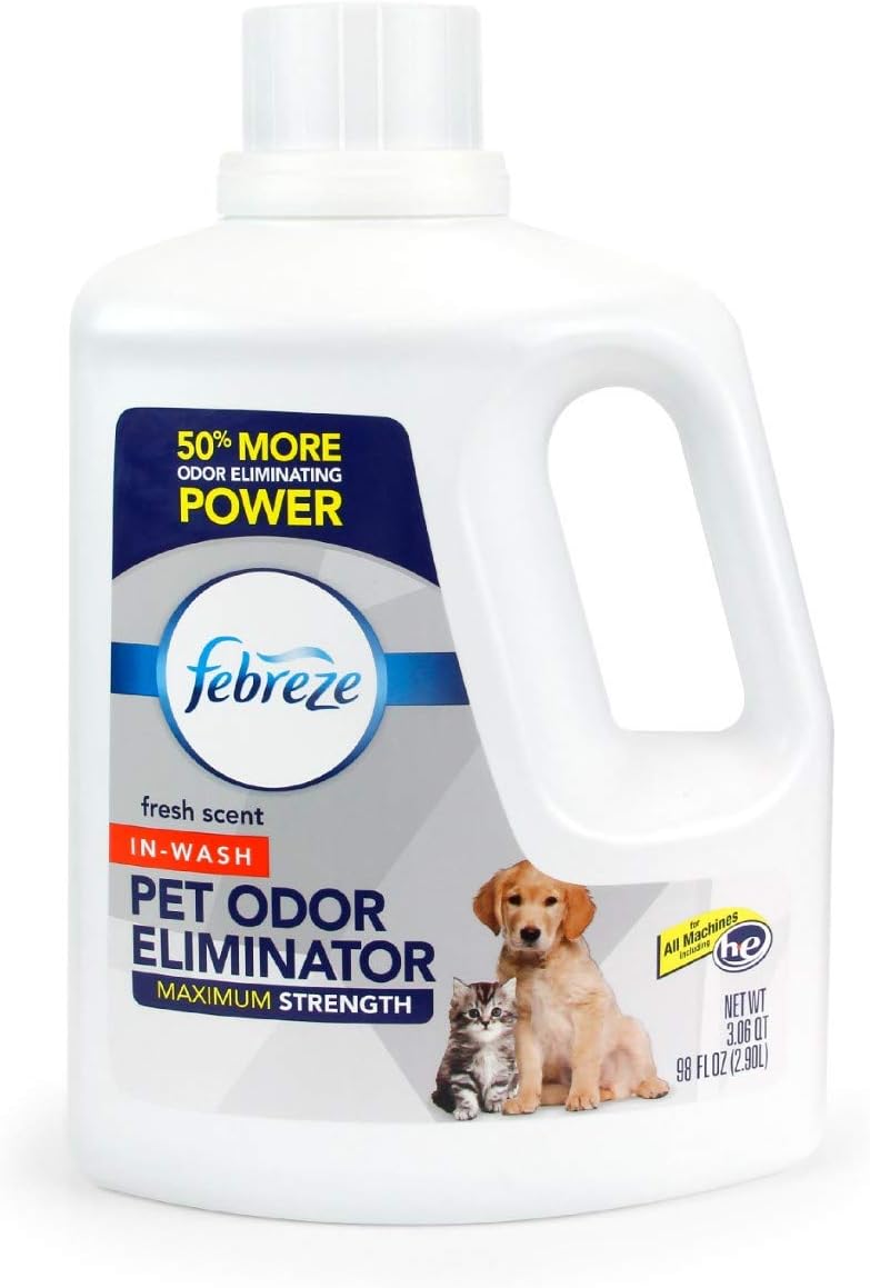 Febreze Laundry Pet Odor Eliminator, In Wash Clothes Scent Booster, Deodorizer, Detergent Additive, Fabric Refresher, Fresh Scent, 98 Fl Oz, Packaging May Vary: Health & Personal Care
