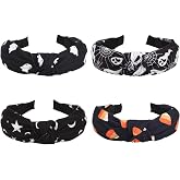 Ardorchid Halloween Headbands for Women Girls Ghost Skeleton Pumpkin Spider Web Black Star Moon Hairbands (4PCS Halloween Headbands)