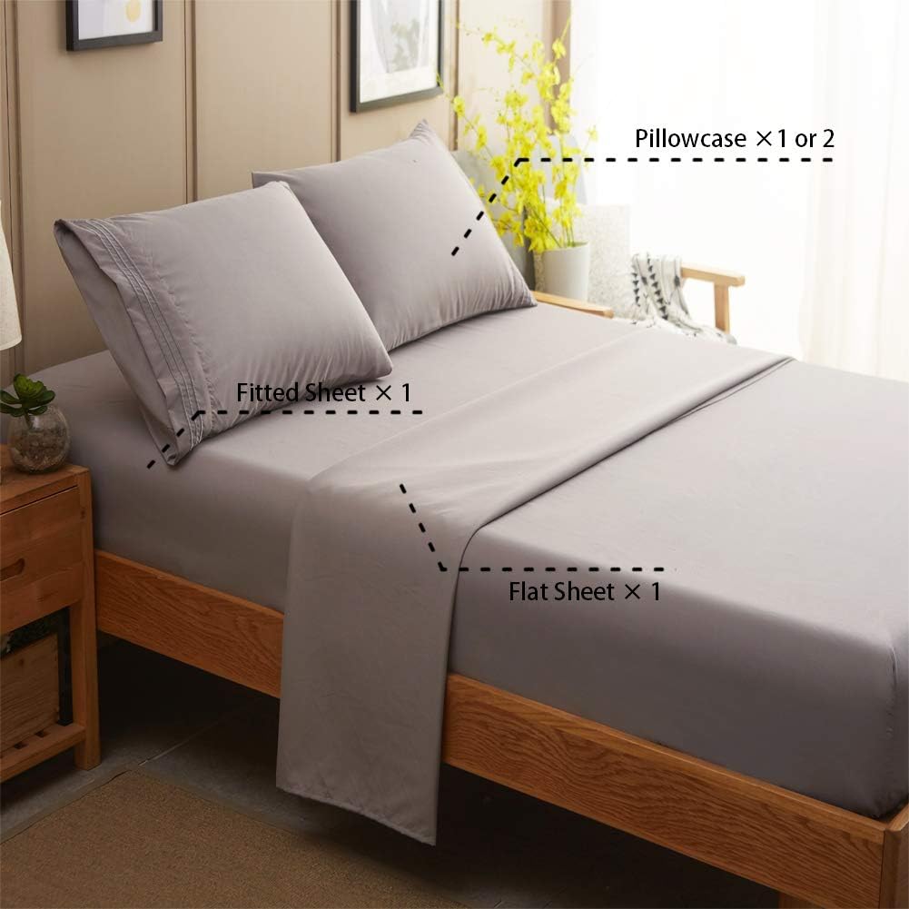 Sonoro Kate Sheets Super Soft Microfiber 1800 Thread Count 16 Inch Deep Pocket 4 Piece Queen Grey …: Kitchen & Dining
