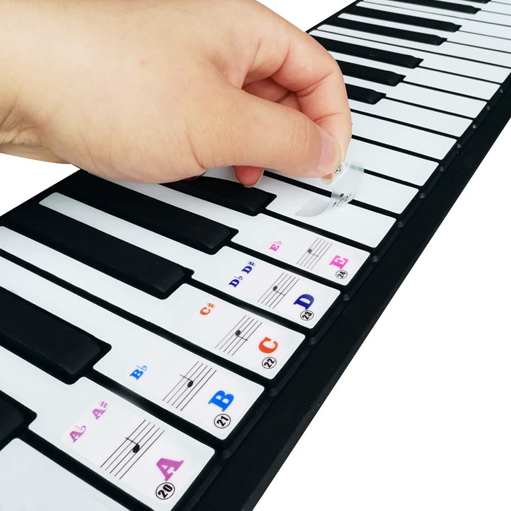 Piano Stickers for Keys Colorful Piano Keyboard Stickers for 61 Full Set Stickers Transparent and Removable for Piano Beginners Learning