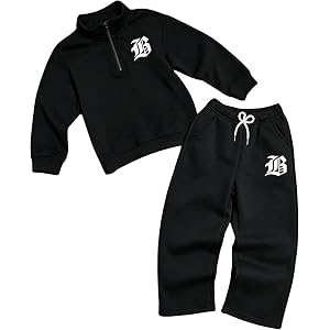 LPHGFZA Boy Clothes 2-Piece Stand Collar Sweatshirt & Pants Fall Winter Clothing Set Size 7-14 Years
