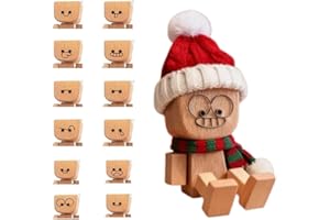 Christmas Limited Edition Shaking Wooden Man Figurine –Handcrafted Swinging Legs Doll with Natural Wood Texture, Fun Stress-R