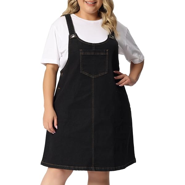 women's plus size denim overall dress Moda Nova Women's Plus Size Overall Dresses Adjustable Strap Denim Midi Dress, Size: 2XL, Blue