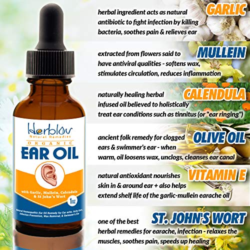 Organic Ear Oil for Ear Infections Natural Eardrops for Infection