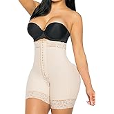 YIANNA Tummy Control Shapewear for Women Strapless Fajas Colombianas Body Shaper Shorts Butt Lifter with Zipper Crotch