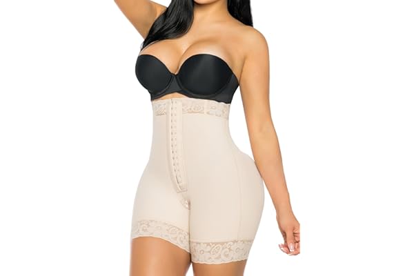 YIANNA Tummy Control Shapewear for Women Strapless Fajas Colombianas Body Shaper Shorts Hips Lifter with Zipper Crotch