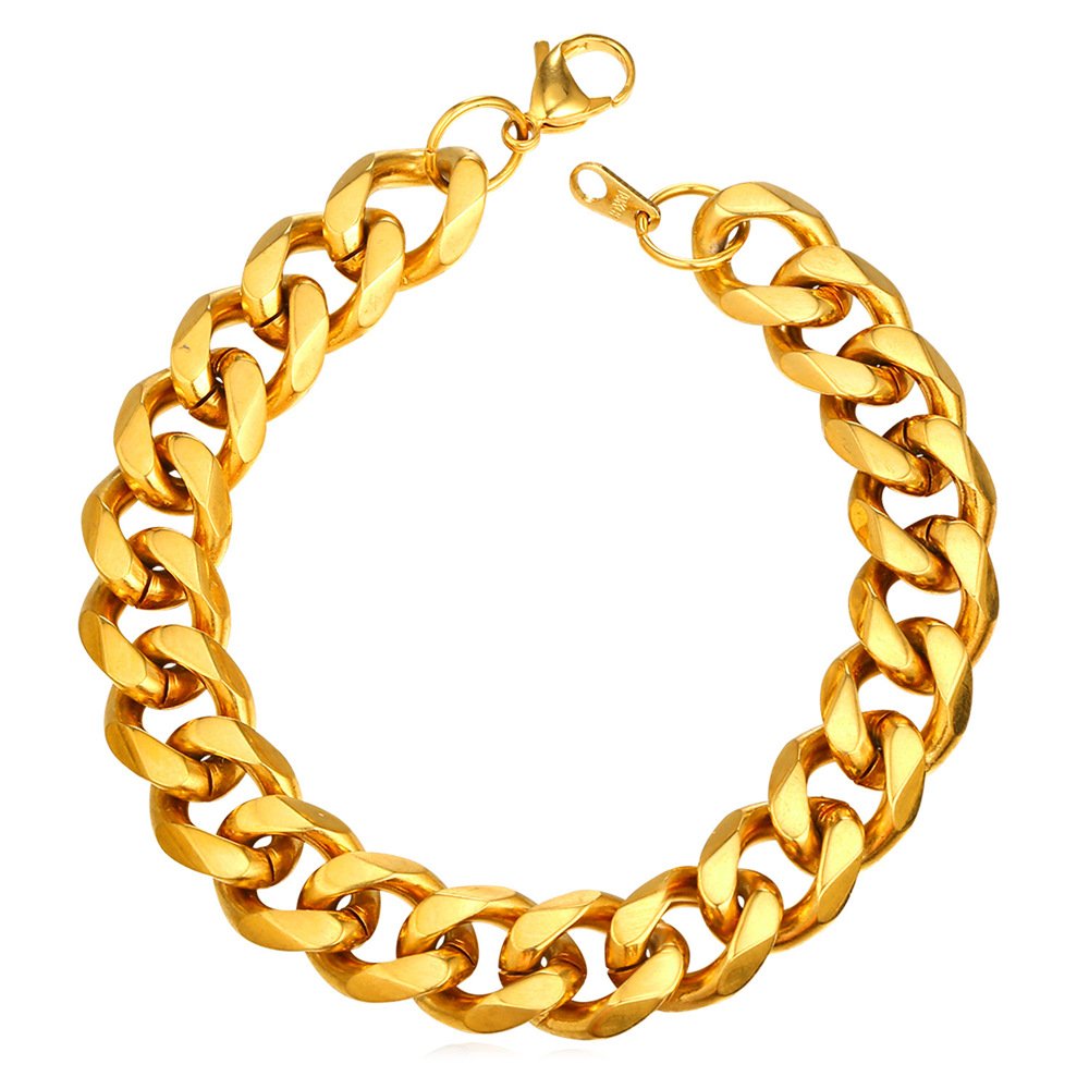 U7 Chunky Gold Bracelets for Men Cuban Chain Man Bracelet