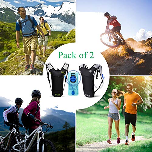 U`Be 2Pack Hydration Backpack Water Pack - Camelback for Running Hiking Biking - Camel Backpack with 2l Water Bladder