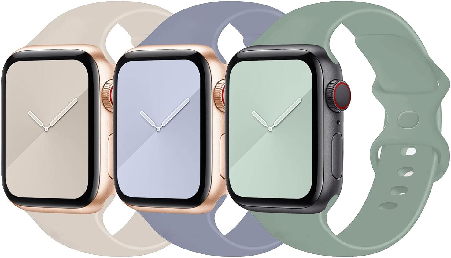 LANGXIAN 3 Pack Sport Bands Compatible with Apple Watch Band 38mm 40mm 42mm 44mm, Soft Silicone Replacement Strap Compatible for Apple iwatch Series 6/5/4/3/2/1/SE: Sports & Outdoors