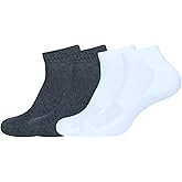JANASIN Men's No Show Athletic Socks - Cotton Blend Cushioned Ankle Socks for Running, 4 Pack (Size 6-12, Multi-Color)