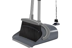 Broom and Dustpan Set, Dust pan with Long Handle, Broom with Dustpan Combo Set, Broom and Dustpan for Home, Indoor or Outdoor