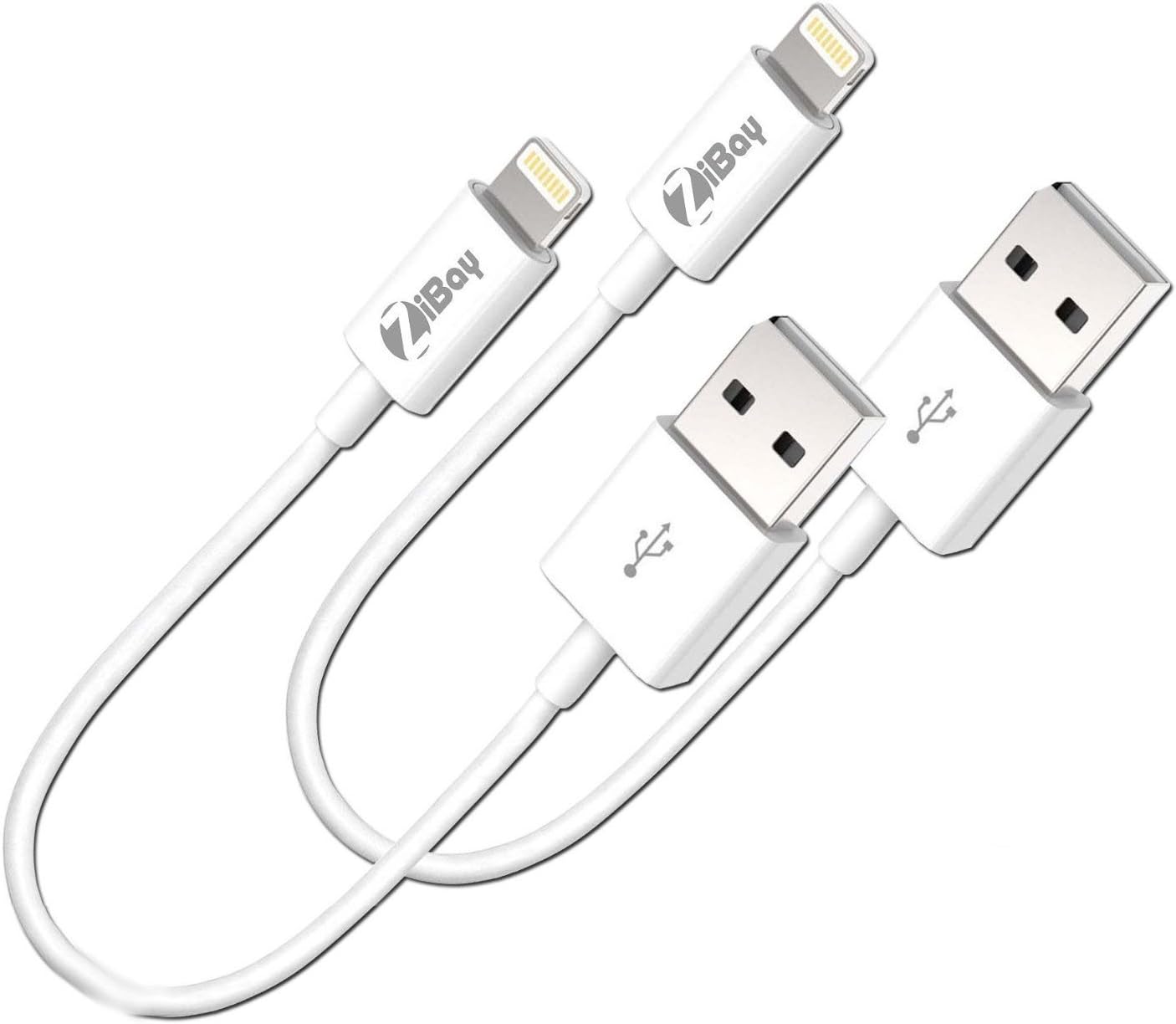 ZiBay iPhone Lightning Cables 2PACK Short USB Data Cord