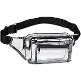 Clear Fanny Pack Stadium Approved Transparent Waist Bag for Women,Fashion Belt Bag Bum Bag for Festival Travel Beach Concerts Sporting Event(Clear Fanny Pack for Black)