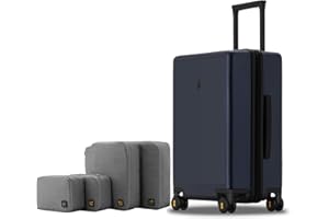 LEVEL8 Elegance Carry On Suitcase, 20 Inch Carry On Luggage with Wheels, Hardside Large Suitcases with Wheels, Tsa Lock,20-Inch, Navy Blue