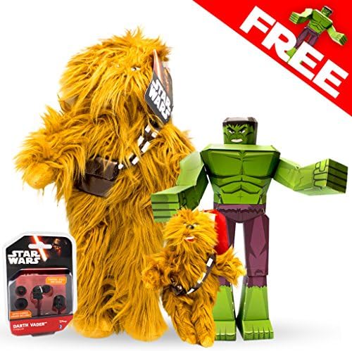 Star Wars Chewbacca Bundle by Zoofies Includes Key Chain &amp; Backpack, Darth Vader Headphones - Perfect Gift for Star Wars Fans Party Favors Birthdays and More Includes FREE Hulk Craft Paper