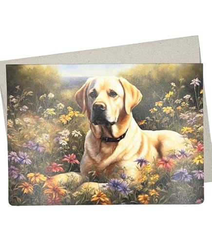 Labrador Retriever Card, Yellow Lab Birthday Card (1 Premium Card, 5X7 Inches) Dog Card Blank For All Occasions - 671