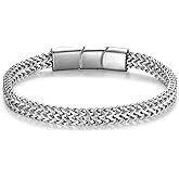 LUCKY2+7 Bracelets for Men-Stainless Steel Magnetic Clasp Franco Chain Mens Bracelet
