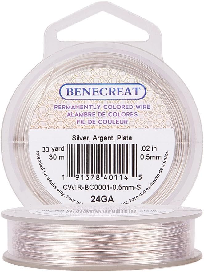 BENECREAT 24GA 30Meter /33Yard Copper Wire Permanently Colored Wire