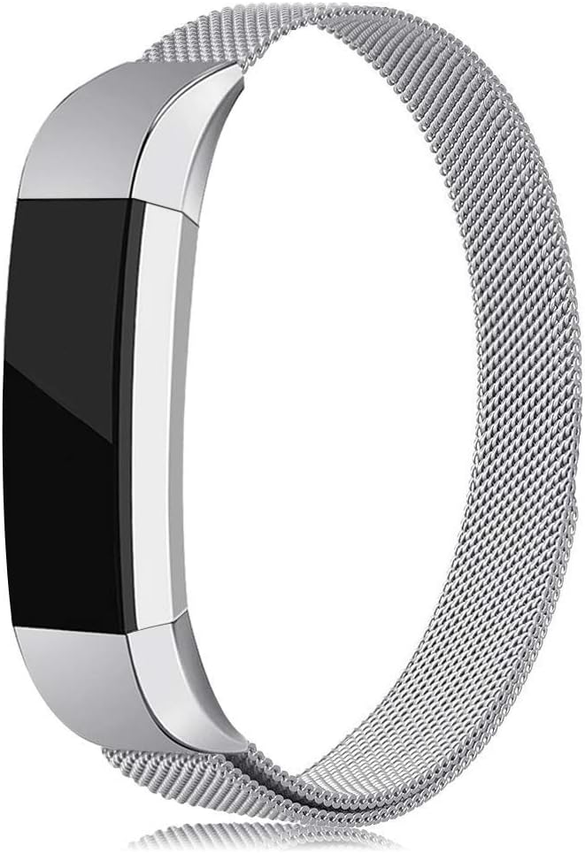 LNOOIU Bands Compatible with Fitbit Alta, Replacement for Alta HR Stainless Steel Bands Adjustable Accessory Wristband for Alta Bracelet Women Men Girls Boys (Silver Small)