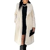 COZYPOIN Womens Long Faux Fur Coat Long Sleeve Lapel Furry Fur Jackets Winter Warm Fluffy Outerwear Shaggy Overcoat