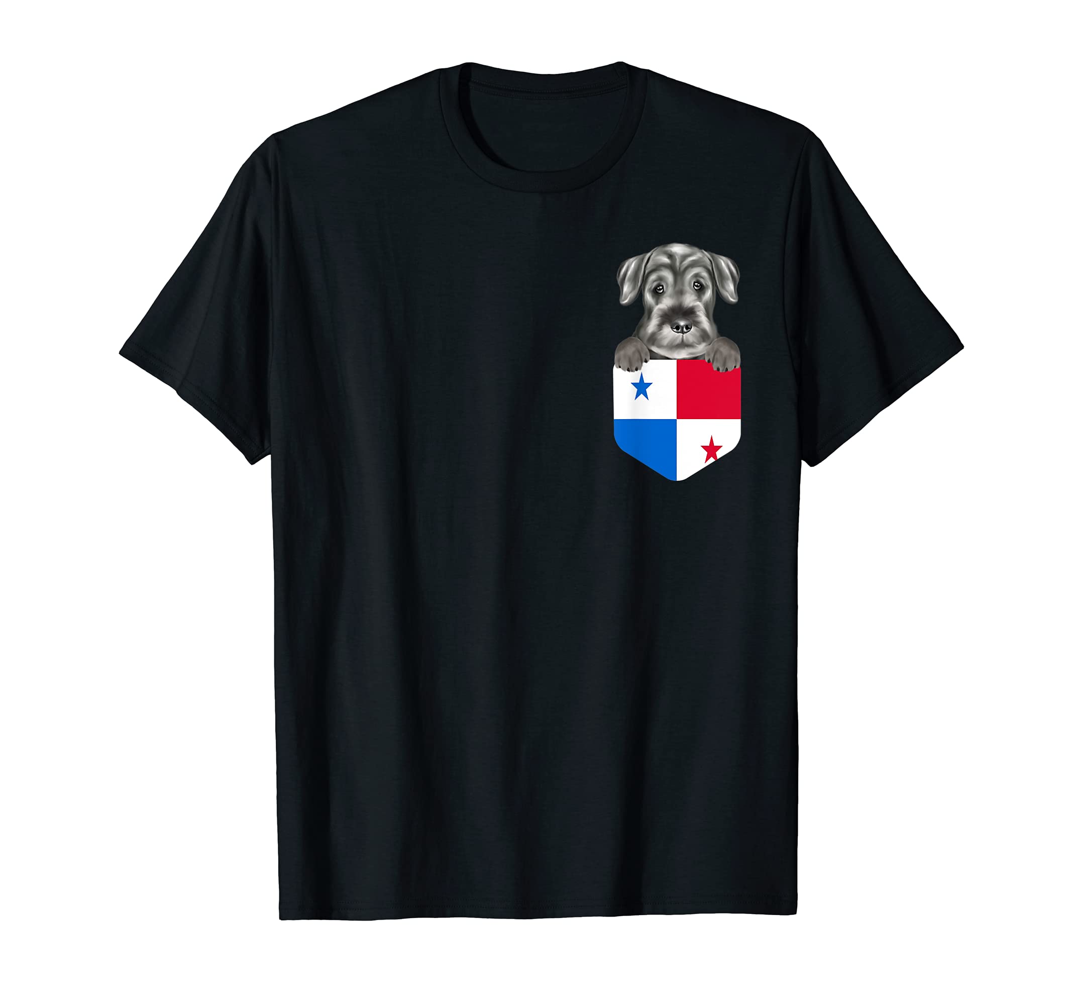 Panama Flag Standard Schnauzer Dog In Pocket T-Shirt