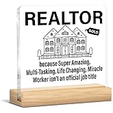 Realtor Gifts, Appreciation Gifts for Realtor Real Estate Agent Broker, Realtors Acrylic Plaque Sign with Wooden Stand Home Office Decor
