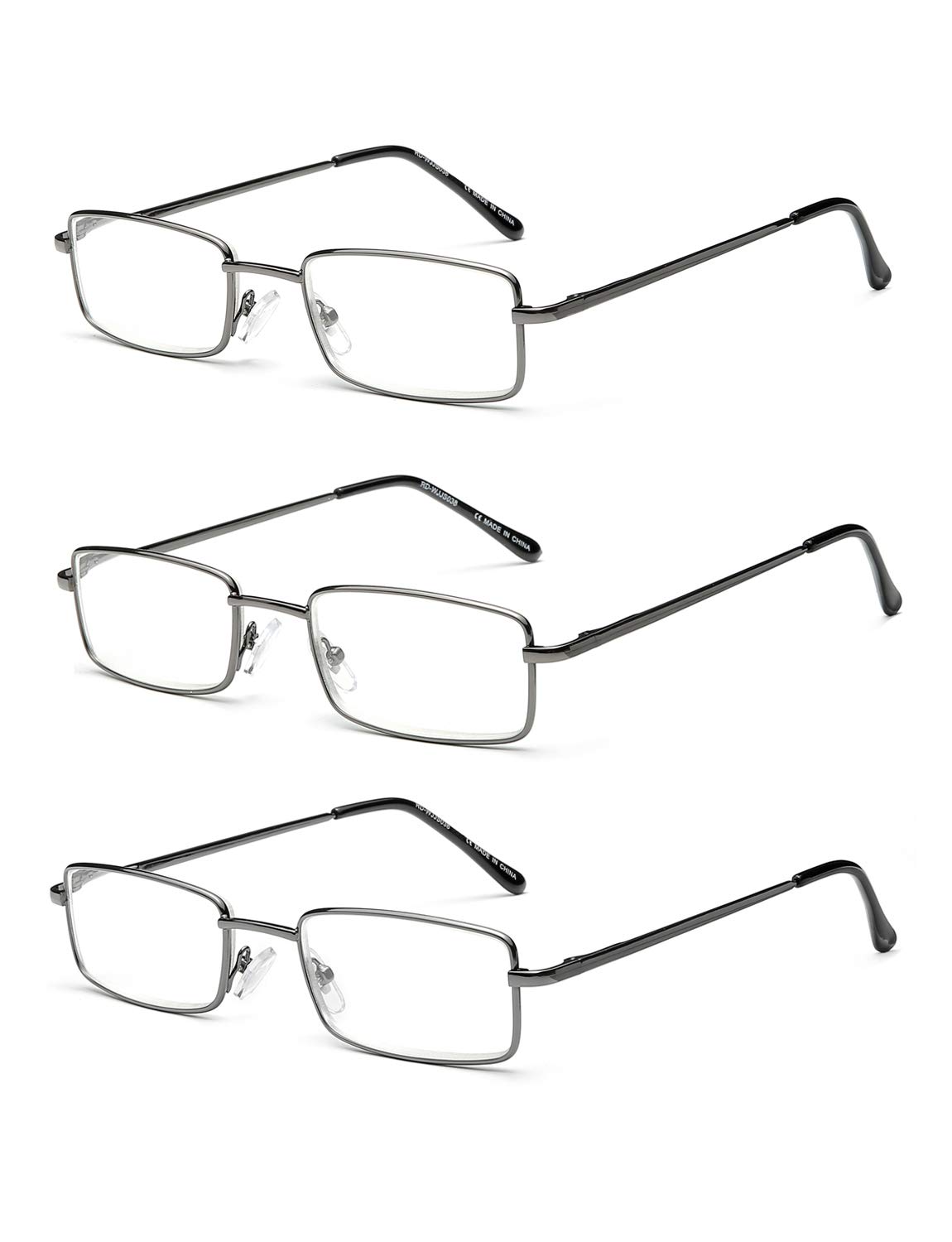 OuShiun 3-Pack Mens Reading Glasses Blue Light Blocking, Stylish Metal Frame Computer Readers for Men Anti Glare UV Fiter Eyeglasses(Gun Metal 1.0) — image 1