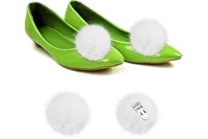CLOVILET 2 Pcs Women Mink Fur Shoe Clips Removable White Pom Poms Clutch for Halloween Character Costume Accessory